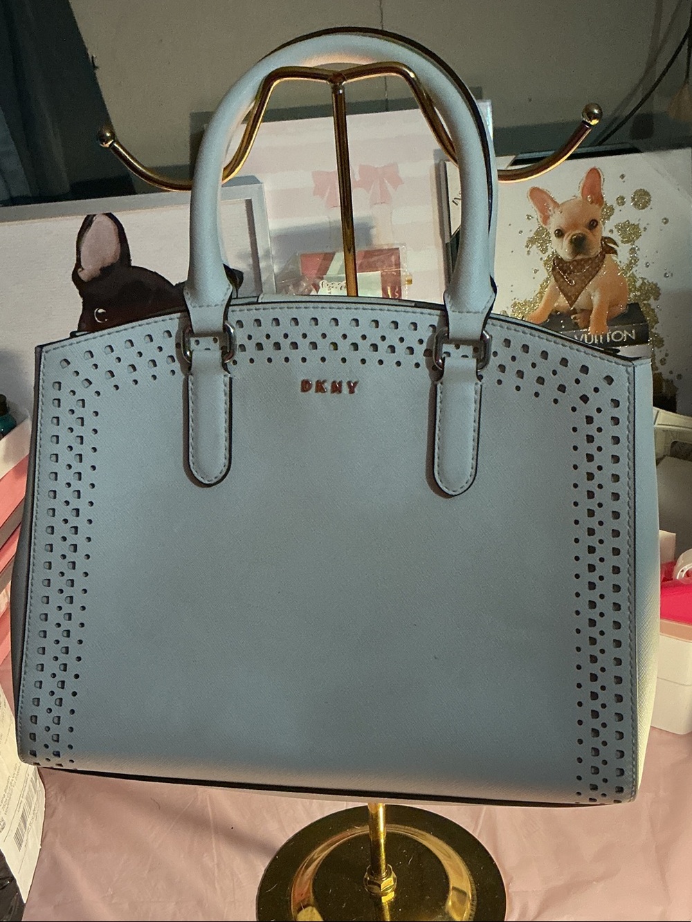 DKNY White Perforated Satchel - Picture 1 of 12